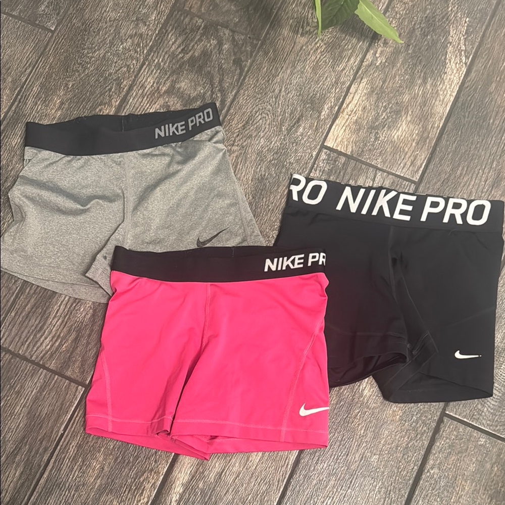 Nike Pro Women's Shorts Trio - Gray, Pink, Black